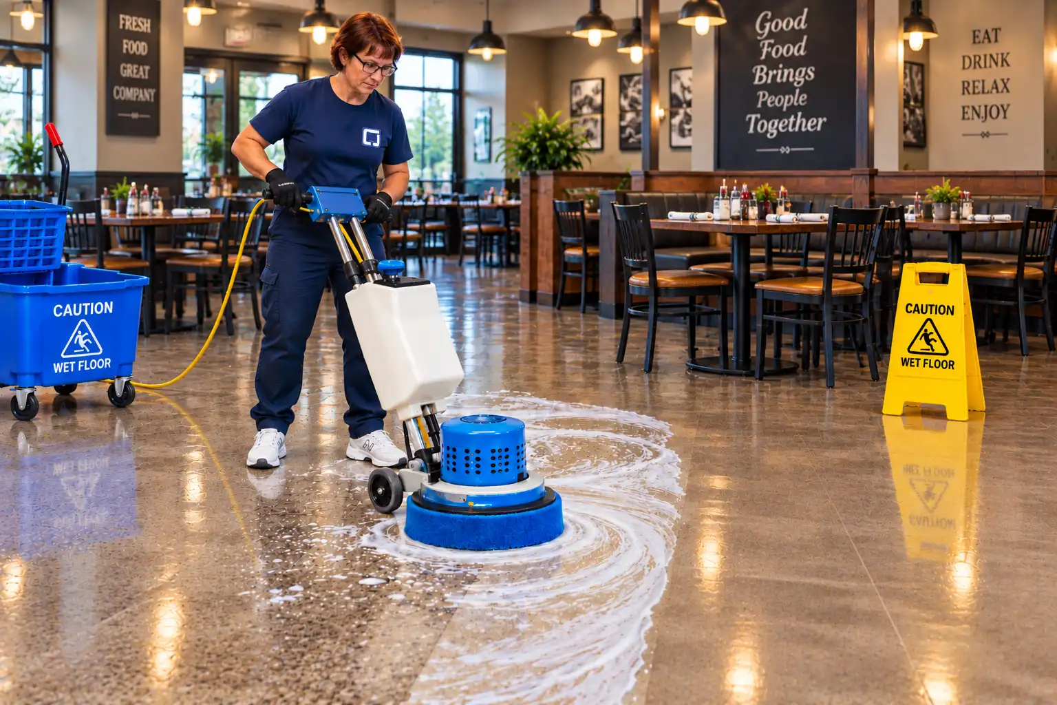 Person Cleaning Coffee Floor